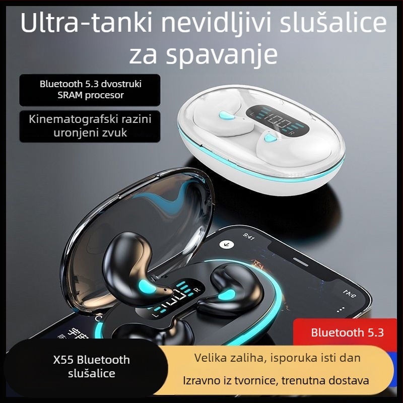 Ultra-tanka mini bežično Bluetooth slušalica, ušni dizajn, Bluetooth 5.0, domet 10 m, stereo pozivi, vodootporna