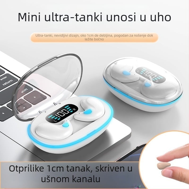 Ultra-tanka mini bežično Bluetooth slušalica, ušni dizajn, Bluetooth 5.0, domet 10 m, stereo pozivi, vodootporna