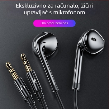 In-ear žične slušalice s mikrofonom, 3 m kabel, 3,5 mm priključak, 32 Ω, frekvencijski raspon 20 Hz–20 kHz
