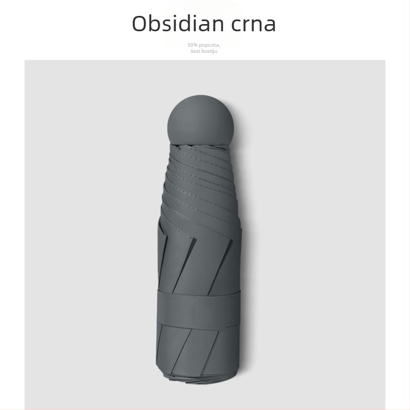 Kišobran s pet dijelova, UPF50+ UV zaštita, 6 rebara od vlaknastih vlakana, čelična osovina, ručno otvaranje