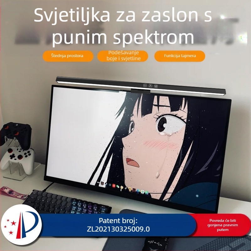 LED lampica za objes na zaslon uz USB napajanje, dodirno podešavanje svjetla, zaštita očiju, inteligentno upravljanje, asimetričan izvor svjetla