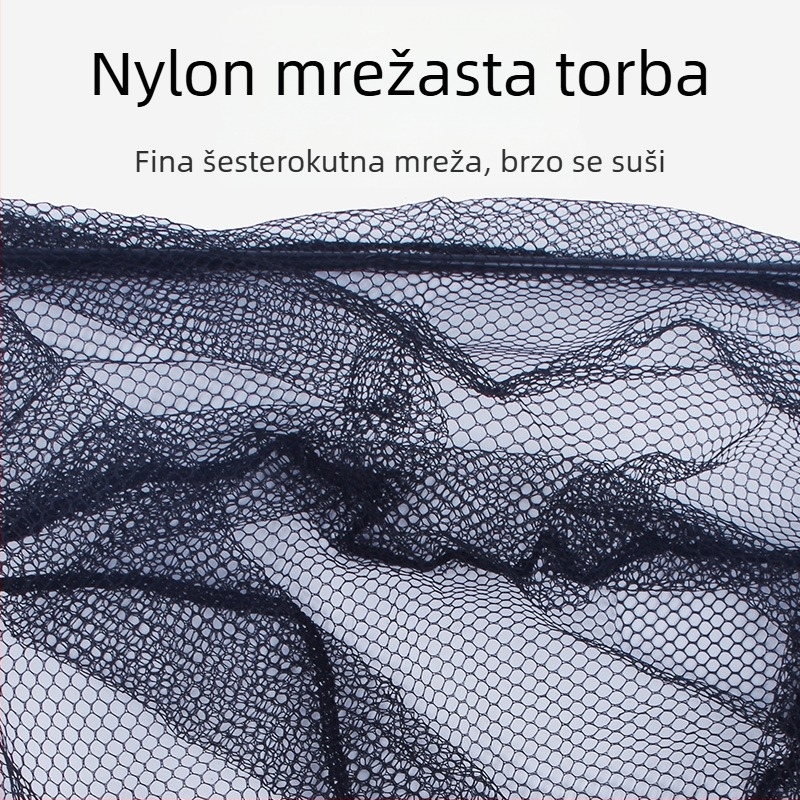 Aluminijska legura trokutasta integrirana mreža za ribolov, sklopiva teleskopska mreža s finom mrežom, promjer otvora 40 cm, dubina 30 cm, sažimljiva