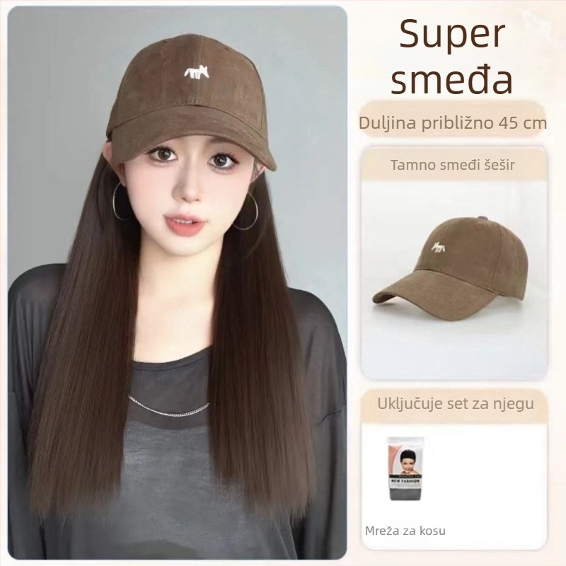 Perika s repom i kapom s motivom lisice, jedinstven dizajn, ručno tkanje, vlakna otporna na visoke temperature, s velikim valom, nije za bojanje ili trajnu promjenu, pogodna za sve oblike lica