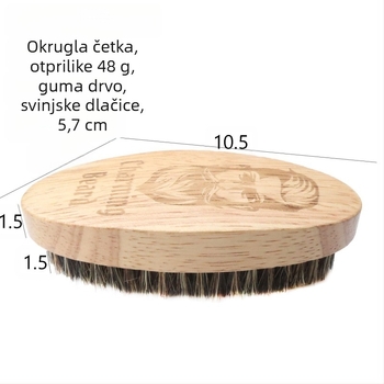 Četka za bradu s dlačicama svinjskih dlaka, drvena drška, alat za njegu kose