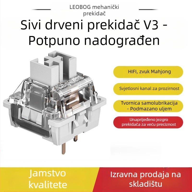 Mehanički prekidač za tipkovnicu s prilagođenom osovinom — petopin hot-swappable, linearno tih