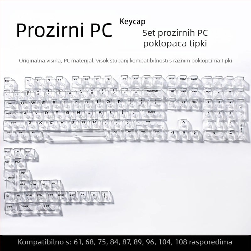 Readson prozirna PC kapica tipkovnice za mehaničku tipkovnicu, bočno gravirana i na gornjem dijelu gravirana, potpuno prozirna.