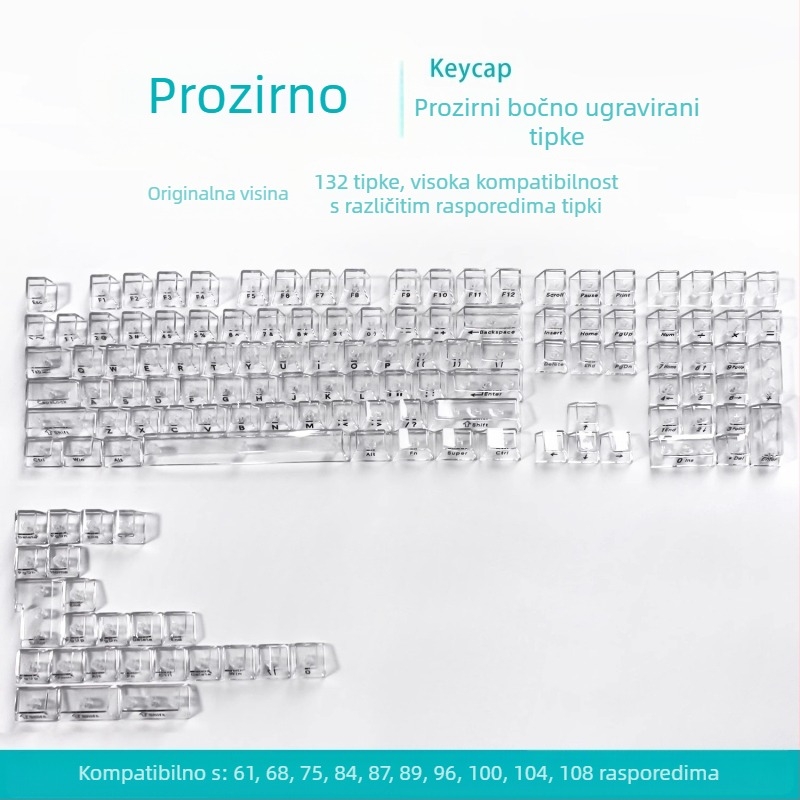 Readson prozirna PC kapica tipkovnice za mehaničku tipkovnicu, bočno gravirana i na gornjem dijelu gravirana, potpuno prozirna.