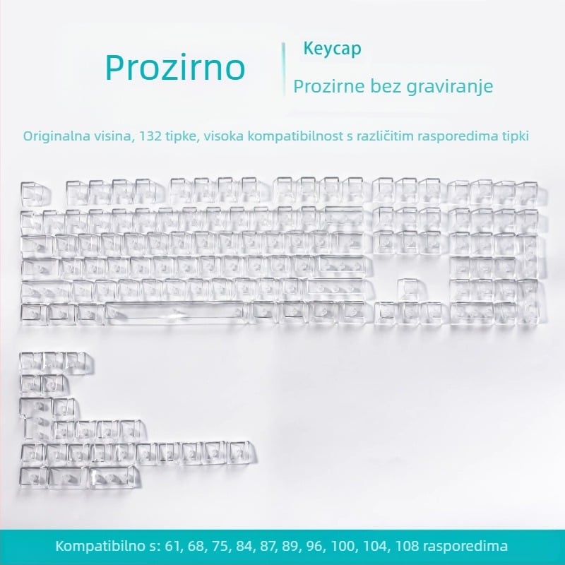 Readson prozirna PC kapica tipkovnice za mehaničku tipkovnicu, bočno gravirana i na gornjem dijelu gravirana, potpuno prozirna.