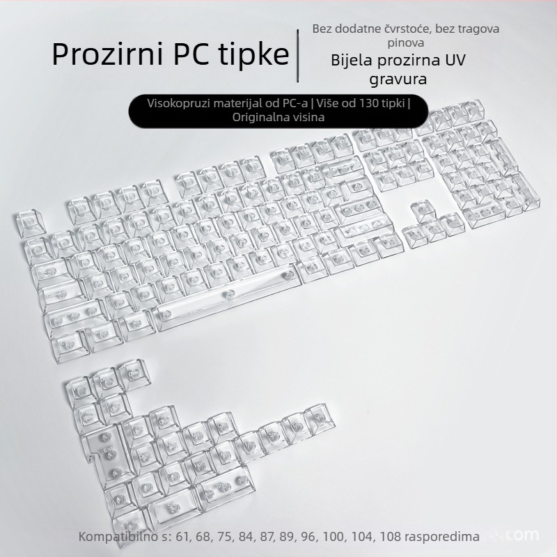 Readson prozirna PC kapica tipkovnice za mehaničku tipkovnicu, bočno gravirana i na gornjem dijelu gravirana, potpuno prozirna.