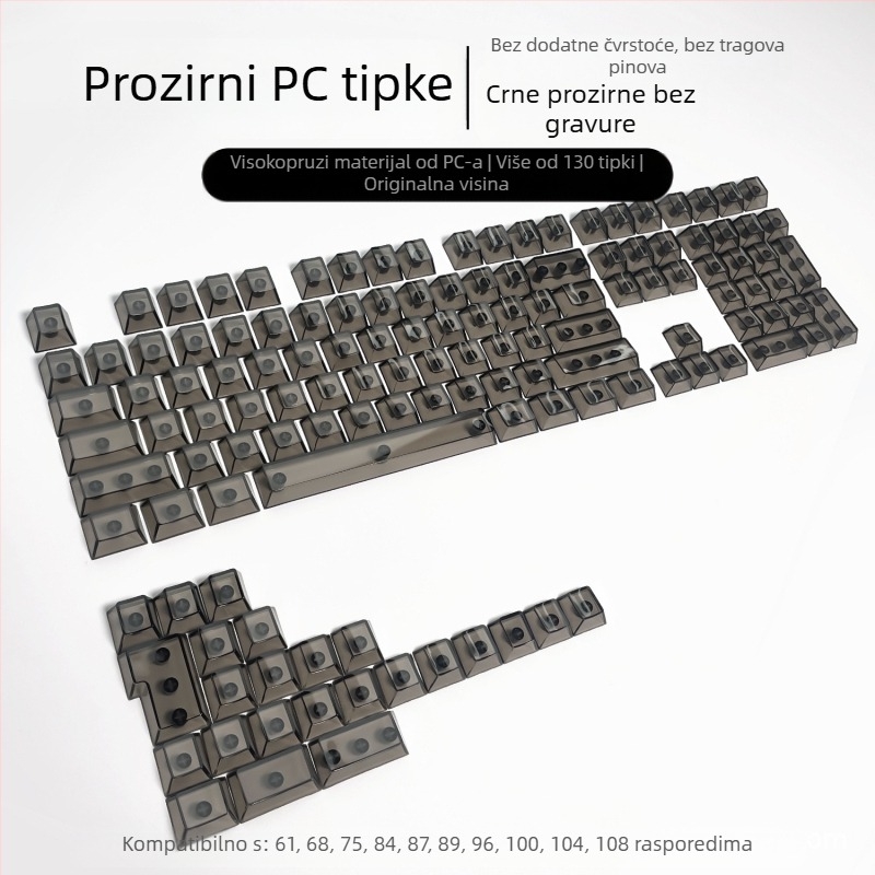 Readson prozirna PC kapica tipkovnice za mehaničku tipkovnicu, bočno gravirana i na gornjem dijelu gravirana, potpuno prozirna.