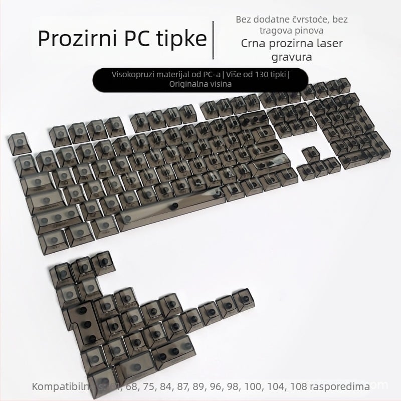 Readson prozirna PC kapica tipkovnice za mehaničku tipkovnicu, bočno gravirana i na gornjem dijelu gravirana, potpuno prozirna.