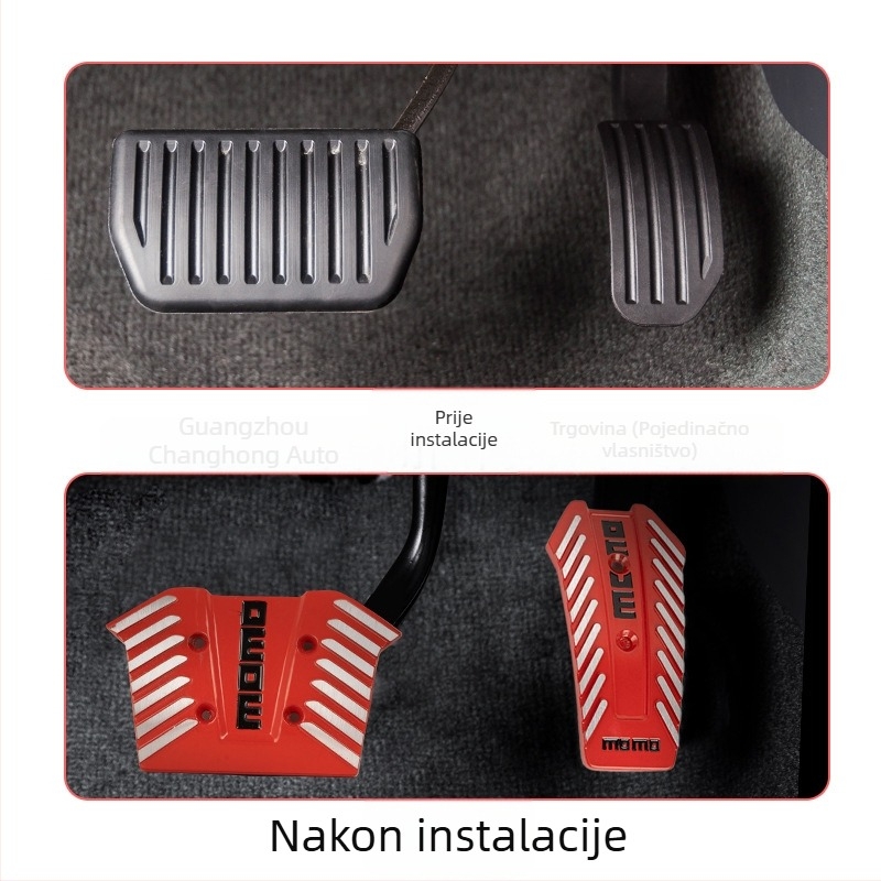 Always red set pedala automobila od aluminijskog legura – pedala za gas i kočnicu, univerzalna kompatibilnost, prilagodljivo