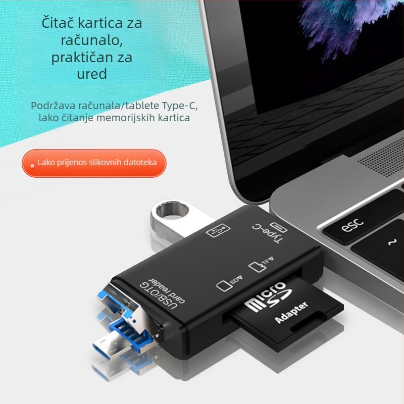 Šest u jedan USB čitač kartica – visoka brzina USB, podrška SD/TF, kompatibilan s USB-C/Android, za PC