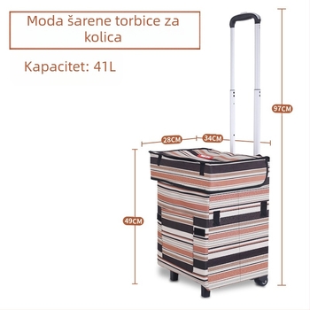 Sklopiva ručna kolica za prtljagu i kupovinu, četverokotačni, lagani, prijenosni, s logom