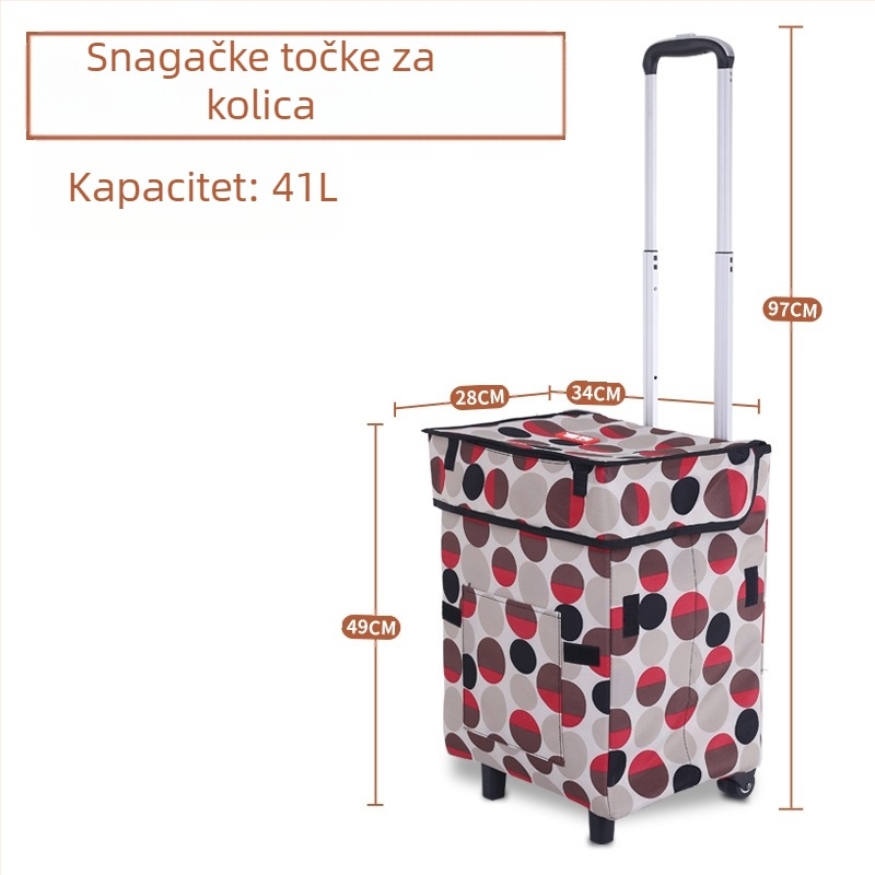 Sklopiva ručna kolica za prtljagu i kupovinu, četverokotačni, lagani, prijenosni, s logom