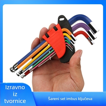 Set od 9 kom. Allen ključeva s kugličnom glavom, sklopivi, od krom-vanadij čelika