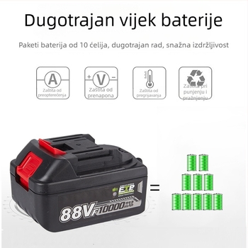 Bez četkica udarni ključ, 20V litij-ionska baterija, maksimalni moment do 350 Nm, težina 1,85 kg, 3500 udaraca