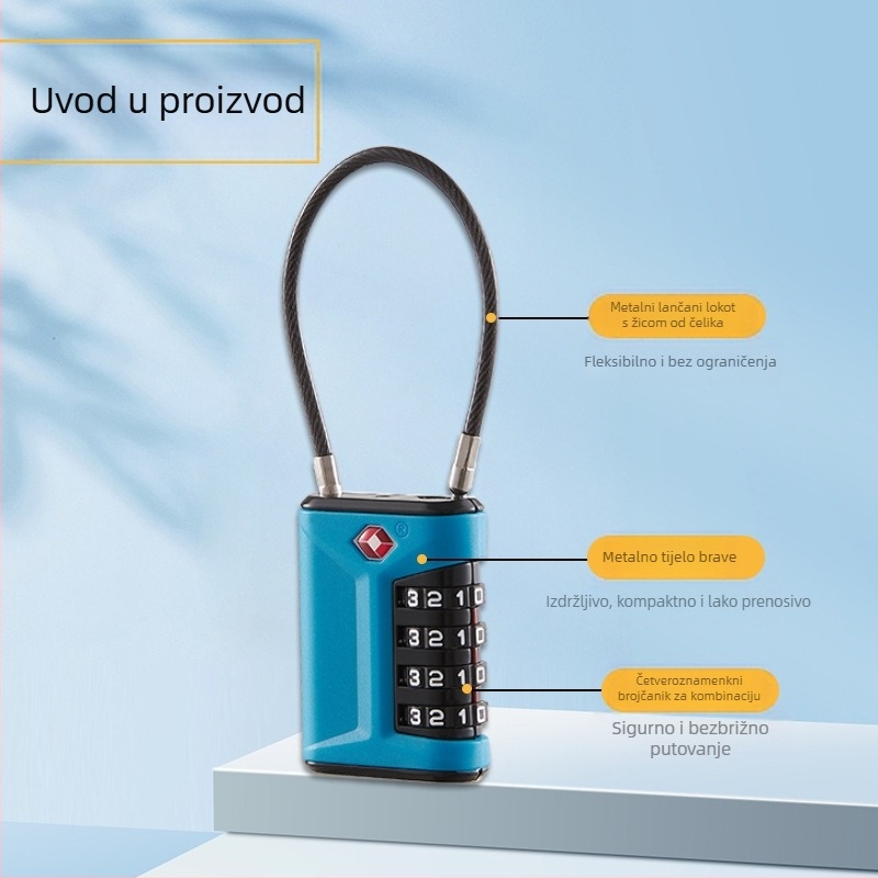 Mehanička brava za prtljagu i ormariće, model 22029, marka Simply, metalno tijelo, debljina šipke brave 3 mm, za torbe, ruksake i putne ormariće