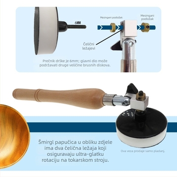 Alat za brušenje i poliranje drveta s Velcro podlogom (Velcro; materijal PU+nylon kuka i petlja; abraziv PU+drvo+visokokvalitetna čelična mješavina)