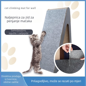 Set za penjanje mačaka sa samoljepljivim zidnim naljepnicama, filc podlogom za grebanje i prostirkom za pod