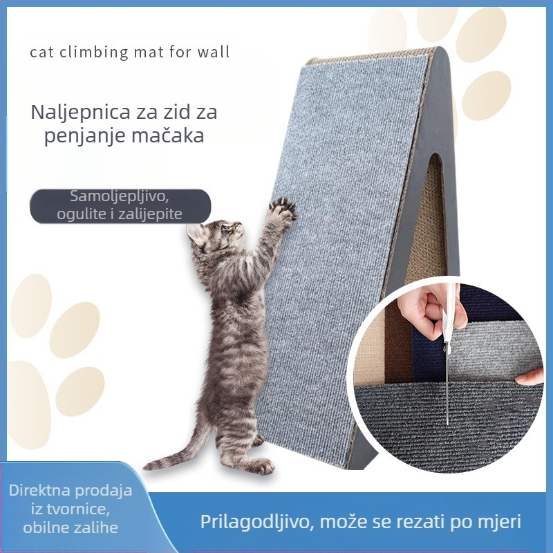 Set za penjanje mačaka sa samoljepljivim zidnim naljepnicama, filc podlogom za grebanje i prostirkom za pod