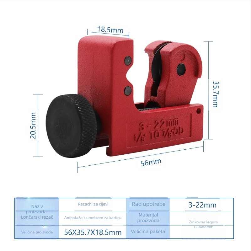Record Work prilagodljiv rezač cijevi za metalne cijevi – za bakrene i aluminijske cijevi, pogodan za vodovodne i HVAC linije