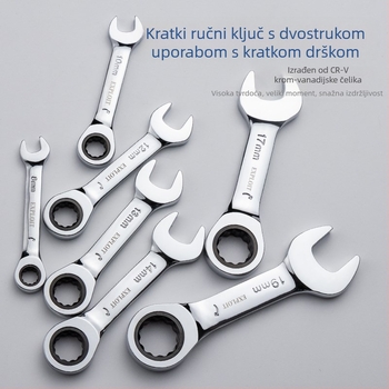 Ručni ključ s kratkim ručkom, polirani krom-vanadijski čelik, masa 0,3