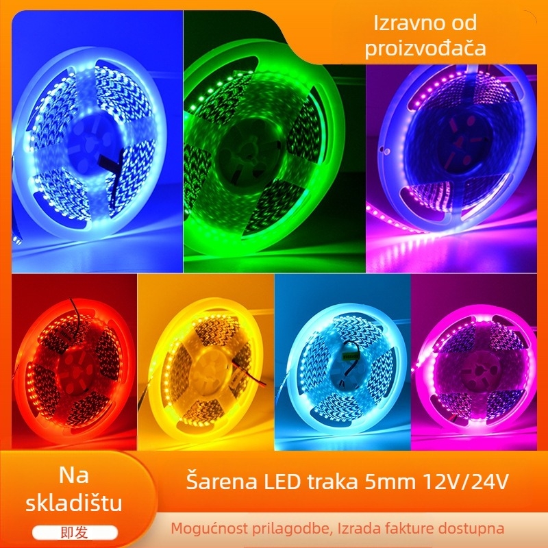 RGB LED traka s 120 LED-ova (2835), 12V, 5mm, samolijepljiva, visoka svjetlina, atmosferično osvjetljenje za KTV bar