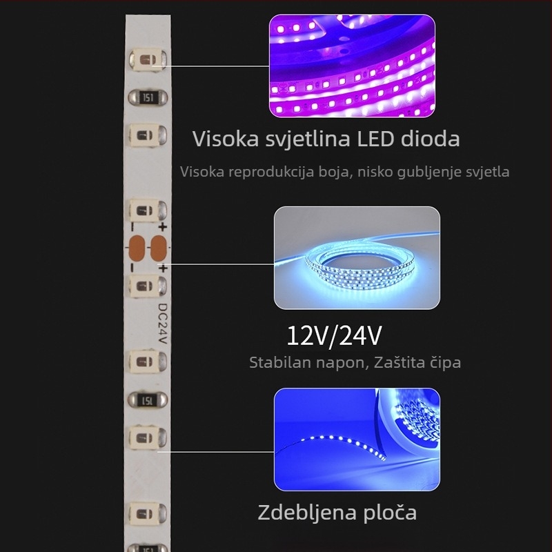 RGB LED traka s 120 LED-ova (2835), 12V, 5mm, samolijepljiva, visoka svjetlina, atmosferično osvjetljenje za KTV bar