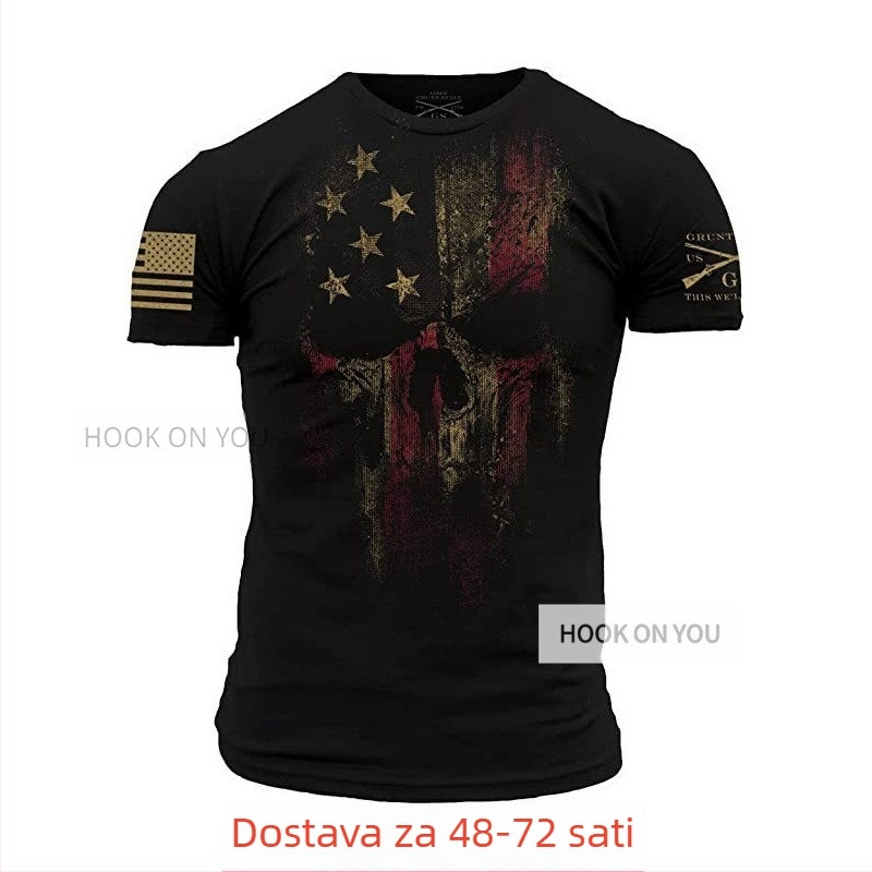 Unisex majica od pamuka s kratkim rukavima, okrugli izrez, otisak, gradski hipster stil