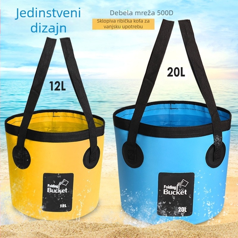 Sklopiva vanjska kanta za vodu, lagana PVC, za pranje automobila i ribolov, kapacitet 12L/20L, vodootporan materijal, mogućnost personaliziranog logotipa