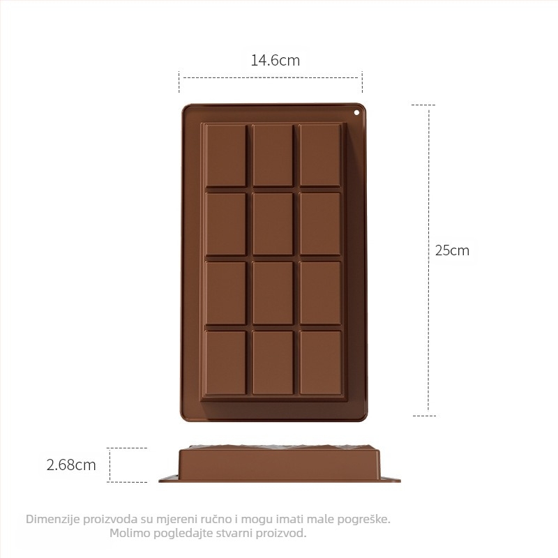 Yonghao kalup za čokoladu – pravokutni, silikon za hranu, 87 g, za pečenje