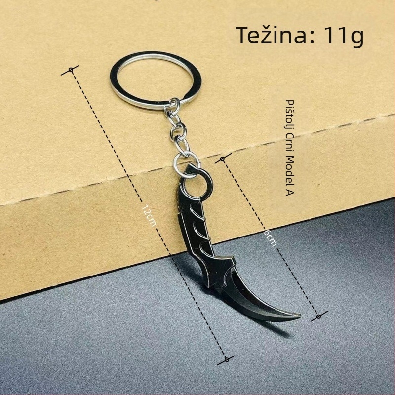 Valorant-inspirirani ključni lanac s M4 claw knife nožem od cinkove legure, moderan minimalistički dizajn