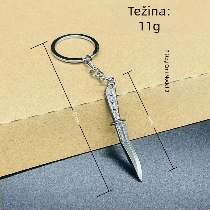 Valorant-inspirirani ključni lanac s M4 claw knife nožem od cinkove legure, moderan minimalistički dizajn