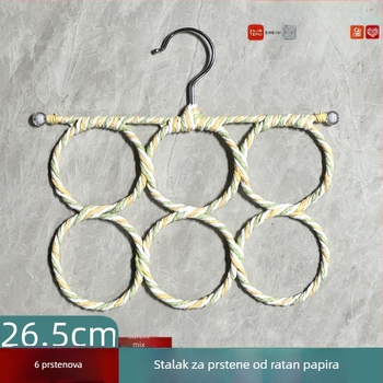 Držač šalova sa 6 prstenova, unutarnja vješalica za odjeću, mreža od papirnate ratane za ptice