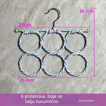 Držač šalova sa 6 prstenova, unutarnja vješalica za odjeću, mreža od papirnate ratane za ptice