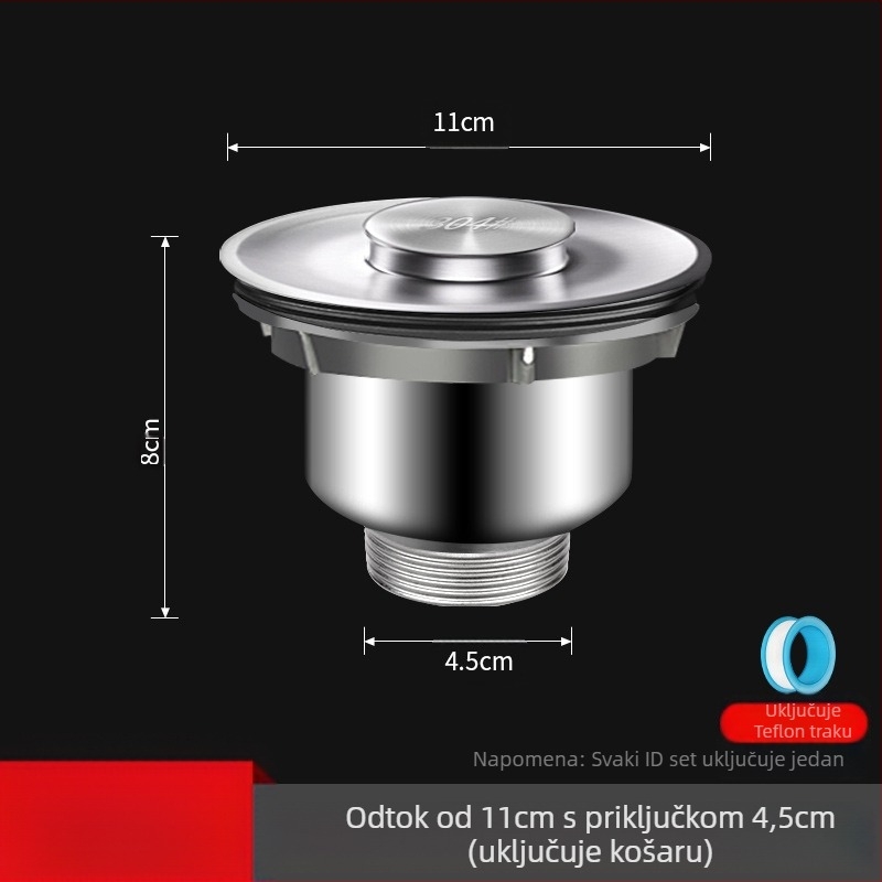 Win the bully Set odvoda za kuhinju s dvostrukim sudoperom – Model 10126, 304 nehrđajući čelik + ABS plastika, Moderan minimalistički stil