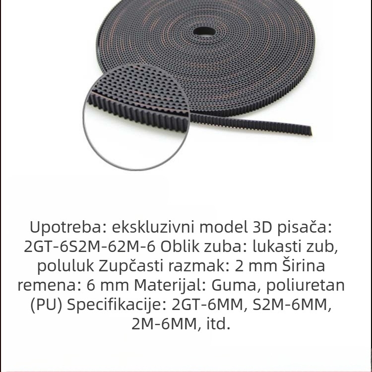 Gumeni zupčasti remen 2GT-6 za 3D pisač