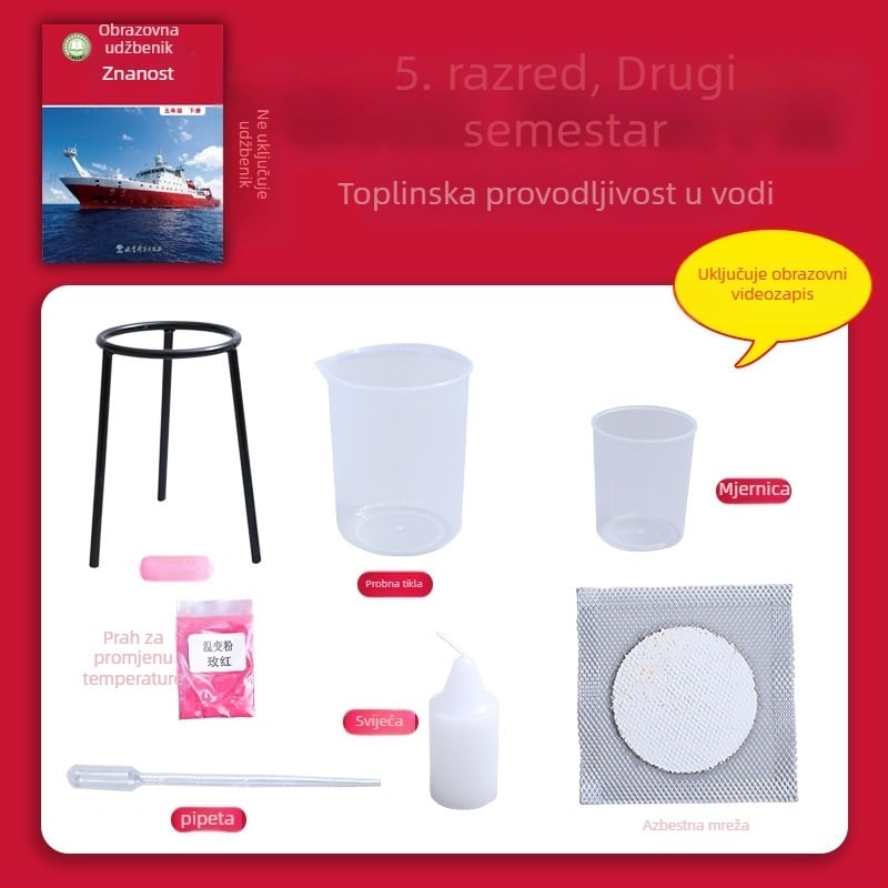 Set znanstvenih eksperimenata za peti razred – prijenos topline u vodi, plastični materijali, marka Child pigeon