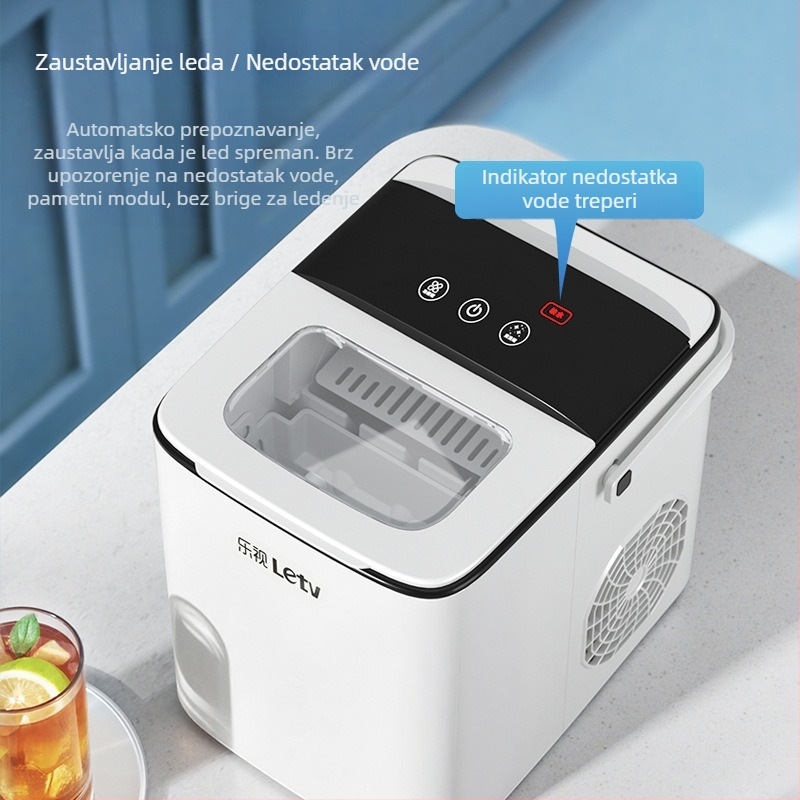 Leshi aparat za led ZB08 – 220V, 100W, kapacitet 1,5 L, za 1–5 osoba, potpuno automatski stroj za okrugle ledene kocke