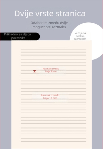 Spiralno uvezan notas s pet linija za djecu početnike, s velikim razmakom između redova