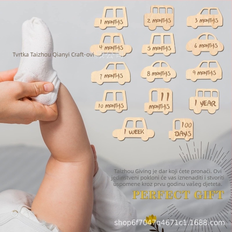 Dječja pločica za milestone, rekvizita za fotografiju novorođenčadi, materijal boxwood, pakiranje Opp bag, savršen poklon