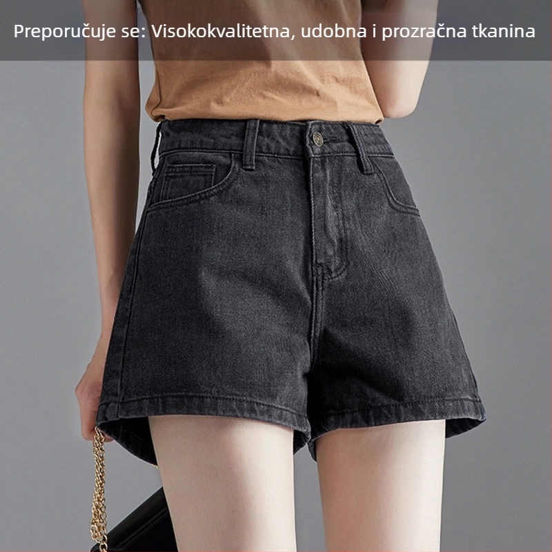 Ženske traper šortovi visokog struka – široke nogavice, gradski stil, 95% pamuk