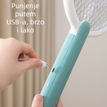 Le Xueer Električni štapić za komarce s ugrađenom baterijom, USB punjenjem i LED svjetlom, kapacitet baterije 1001–1600 mAh, vrijeme punjenja 3–5 sati