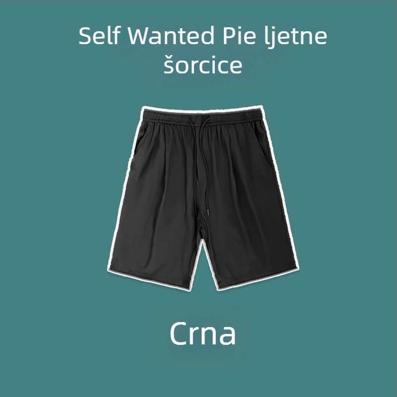 Muške Ice Silk šorceve za ljeto, labav kroj, srednji pojas, poliester, kratke hlače, kopčanje s vrpicom