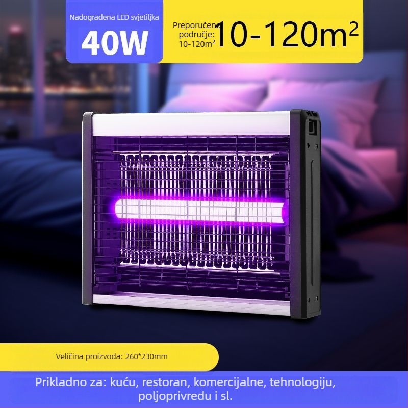 LED lampa za komarce, zidna montaža, pokrivenost 61㎡+, elektrošok za uništavanje