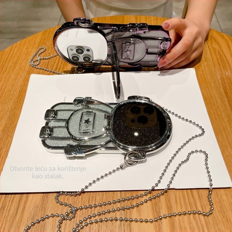 Kućište za iPhone s dizajnom astronauta i glitterom te diagonálnim lančićem, TPU, ručna izrada, stil: crtani/trend/laki luksuz, zaštita: otpornost na udarce, odvod topline, otpornost na pad, kompatibilno s Apple iPhone