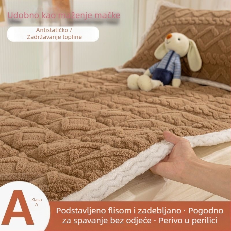 Jesensko-zimski set posteljine za jednokrevetni krevet od mliječnog flisa, tri dijela