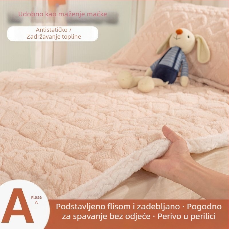 Jesensko-zimski set posteljine za jednokrevetni krevet od mliječnog flisa, tri dijela