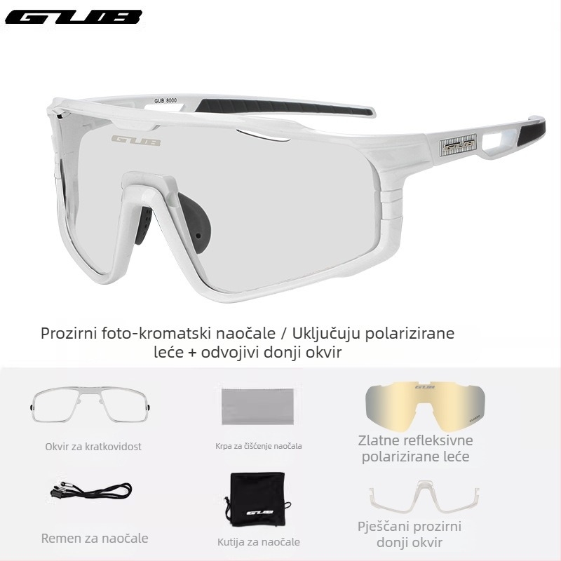 GUB 8000 Biciklističke naočale: polarizirane, otporne na vjetar, dnevno-noćna dvostruka upotreba, zamjenjive leće